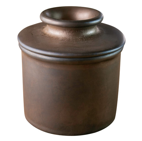 Butter Bell bronze matte crock on table for stylish butter serving