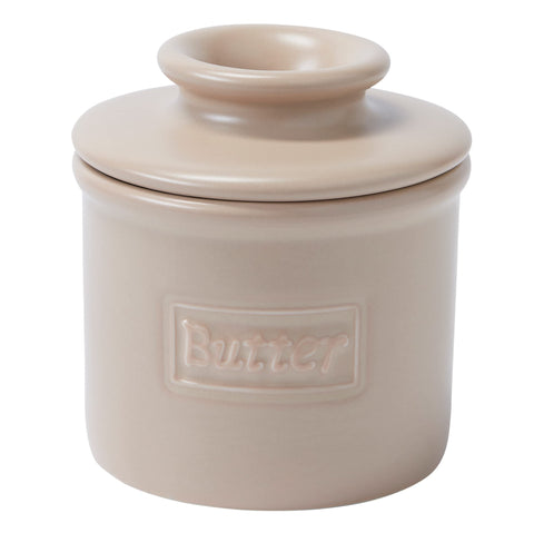 Butter Bell Cafe Matte Beige inverted lid for easy, table-ready butter serving