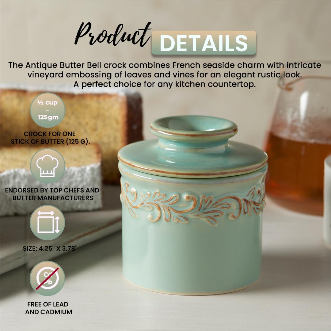 Butter Bell Crock New Bone China close-up highlights durable, lead-free glaze and easy cleaning.