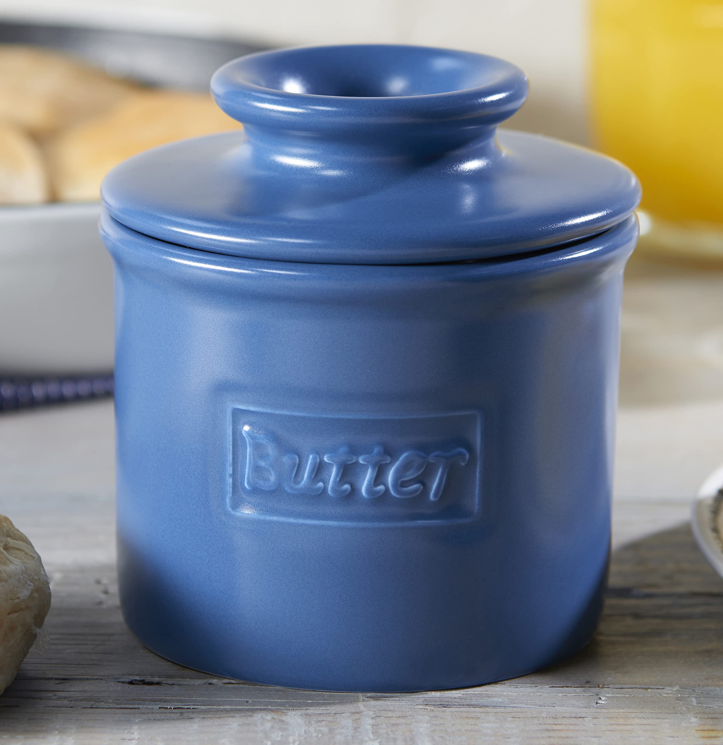 Butter Bell Crock close-up glaze highlights craftsmanship and durable finish.