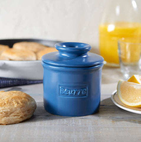 Butter Bell Crock side angle demonstrates compact footprint on the counter.