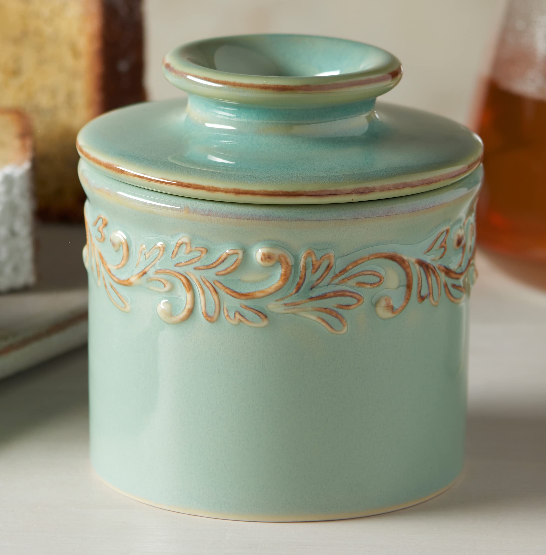 Butter Bell Crock water-seal action keeps butter fresh and odors contained.