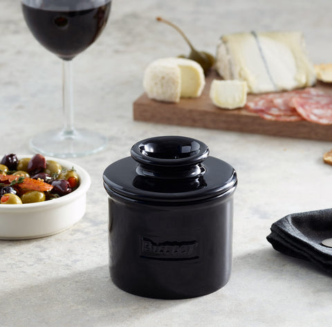 Butter Bell glossy ceramic finish adds a stylish, durable kitchen accent.