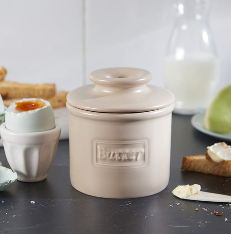 Butter Bell glaze close-up shows scratch-resistant, lead-free ceramic finish