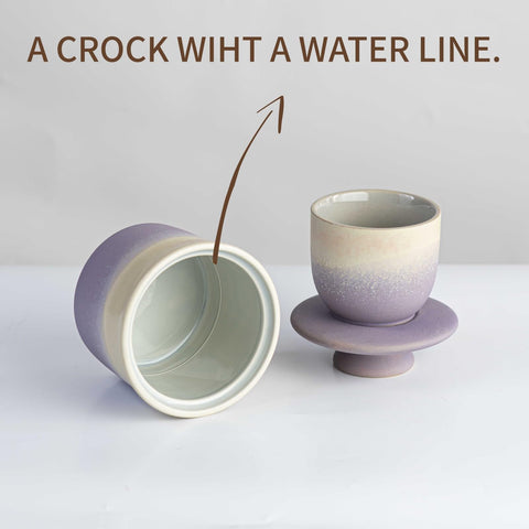 Butter Crock with Lid's water seal preserves freshness for easy room-temperature use