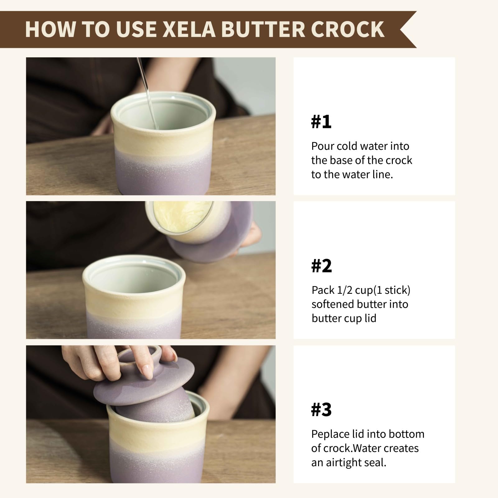 Elegant Butter Crock with Lid complements modern and rustic kitchens