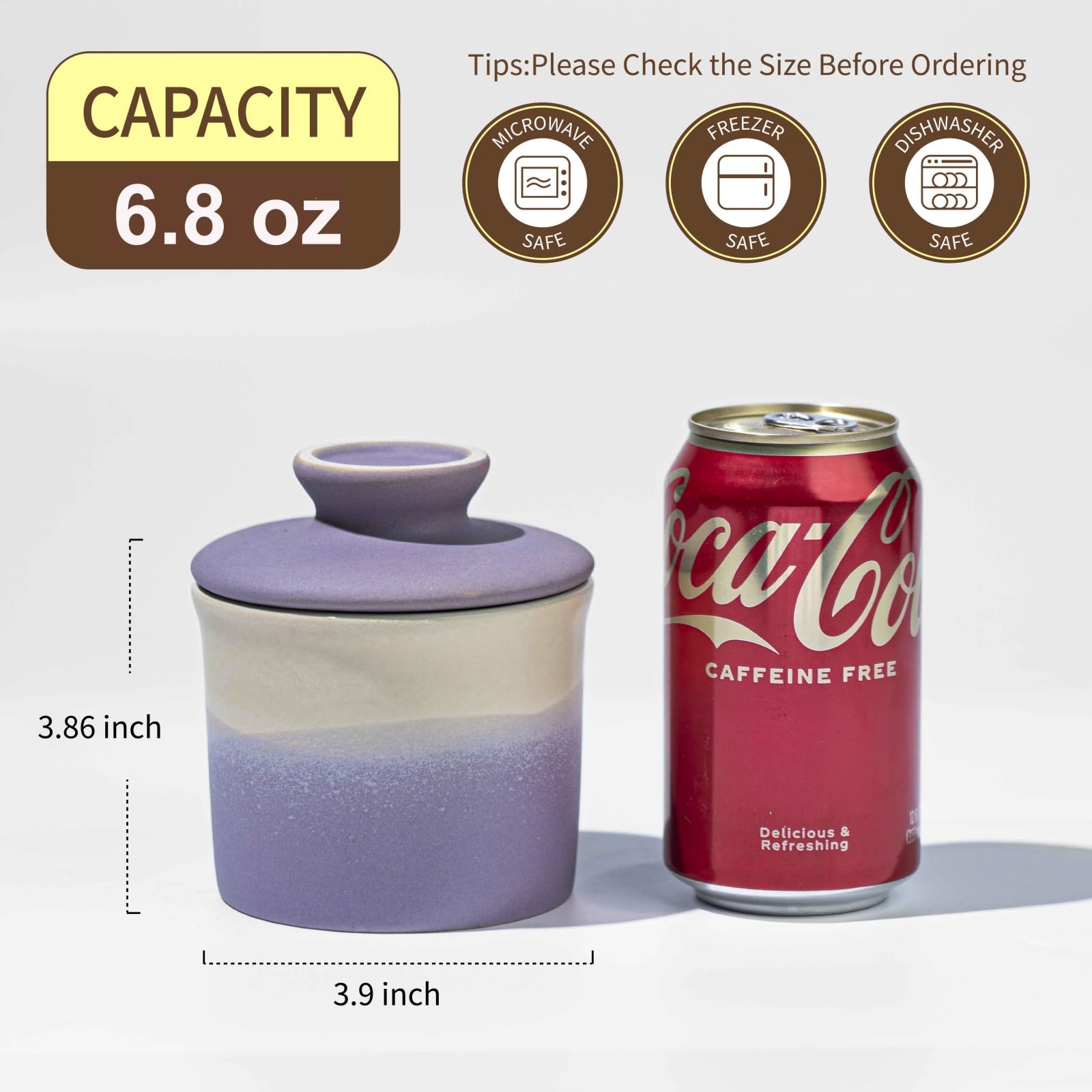 Butter Crock with Lid on countertop demonstrates sturdy base preventing spills