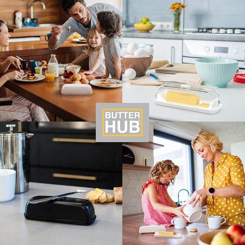 Butter Hub black plastic butter dish complements any kitchen