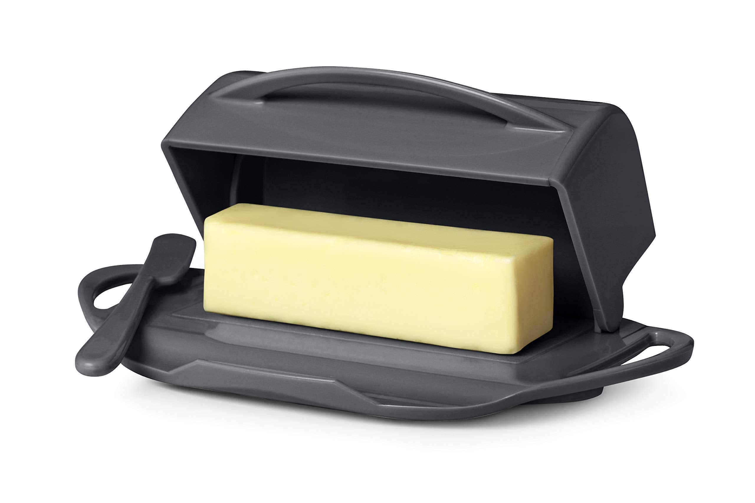 Butterie dish with matching spreader gray adds seamless serving at meals and gatherings.