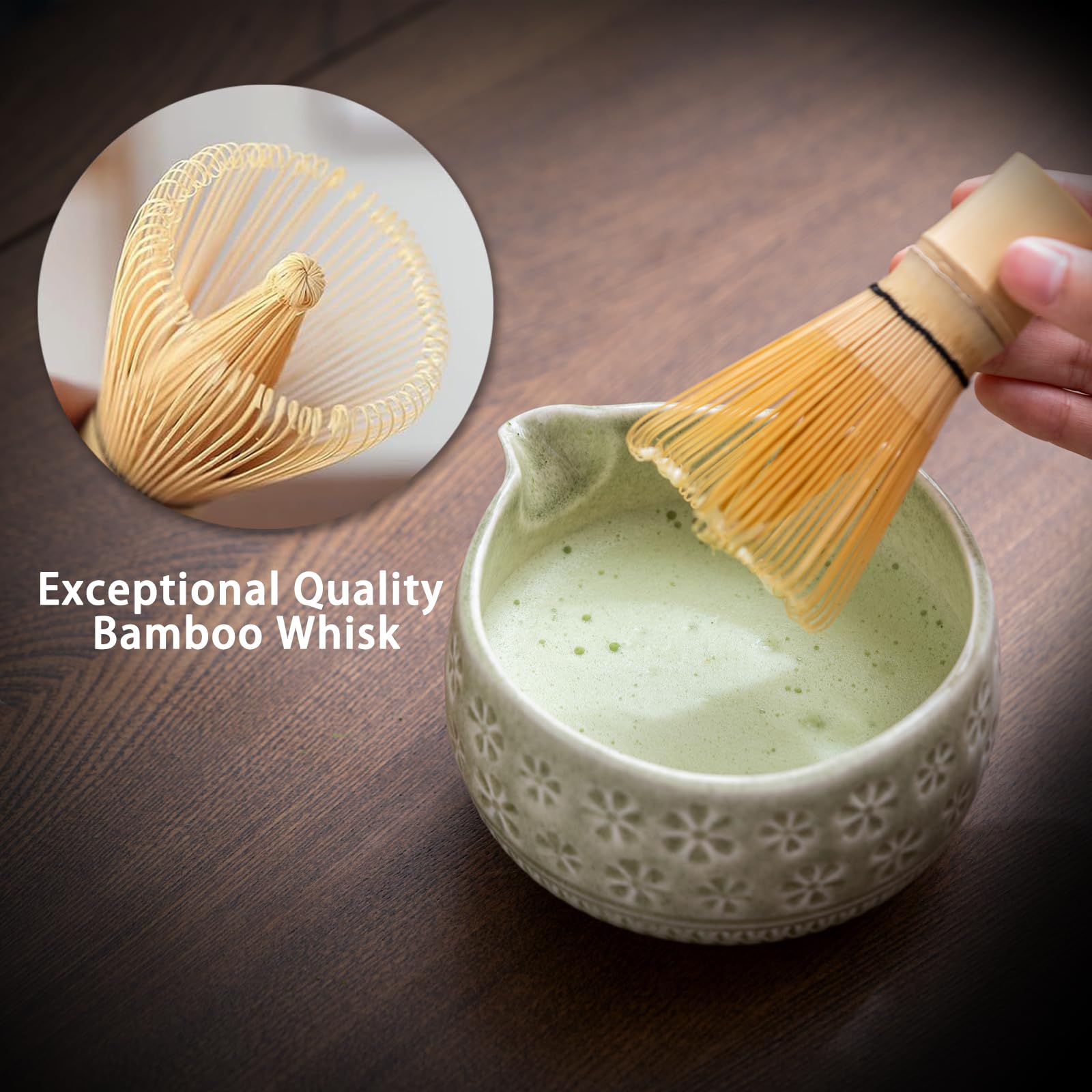 Buucup bamboo scoop for precise, mess-free tea powder portions.