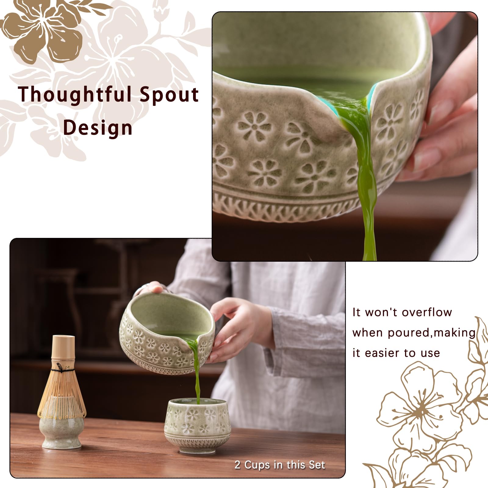 Buucup cherry blossom cups for elegant, enjoyable matcha tasting.