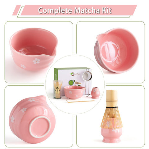 Buucup matcha bowl spout ceramic pink displays elegant form with convenient pouring.