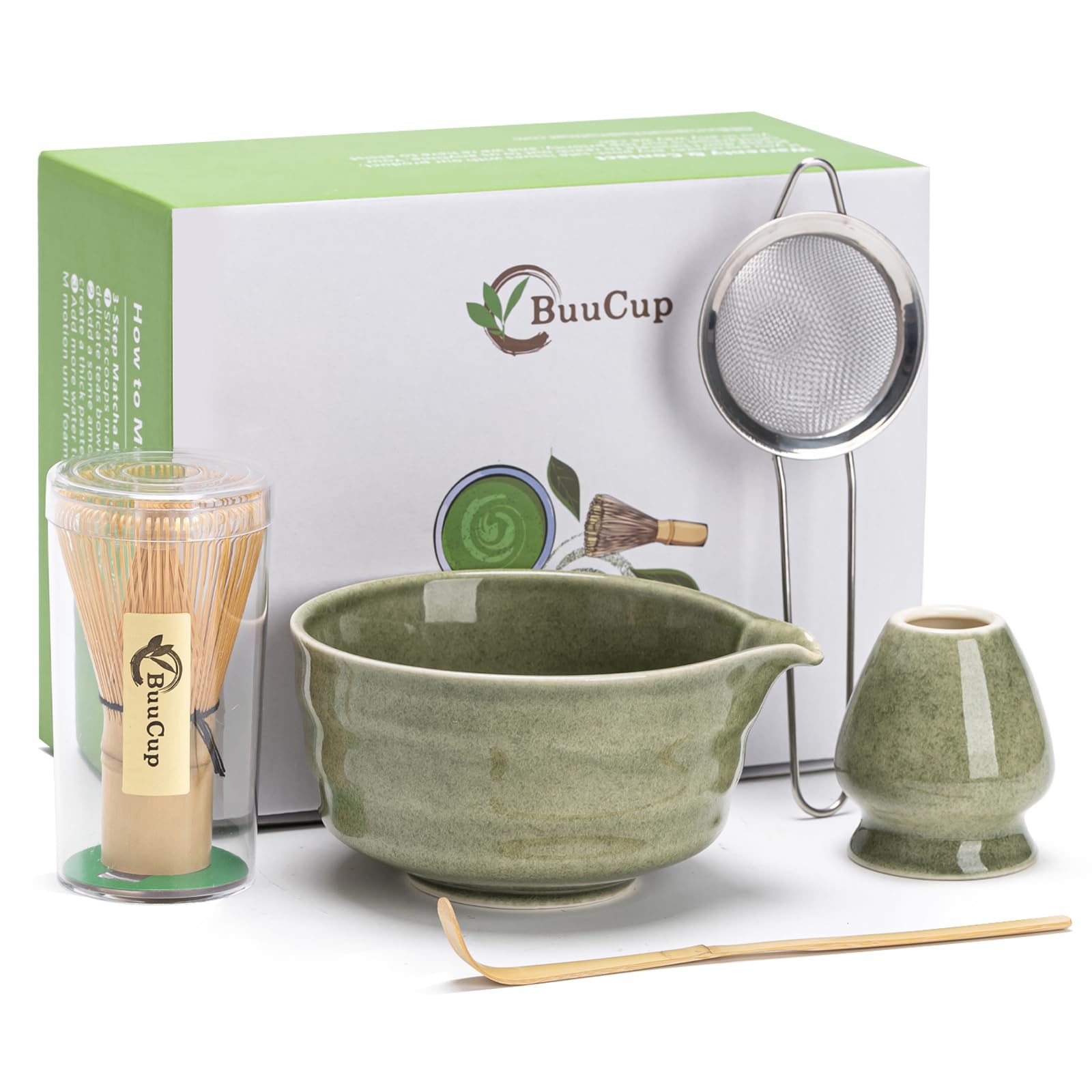 Buucup matcha bowl with spout for easy pouring and refined rituals.