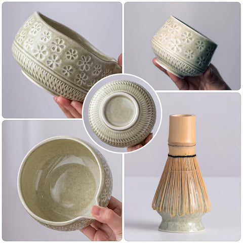 Buucup matcha whisk with 76 tines for silky, frothy tea texture.