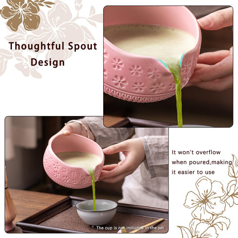 Buucup pink matcha whisk with 76 tines for thorough whisking