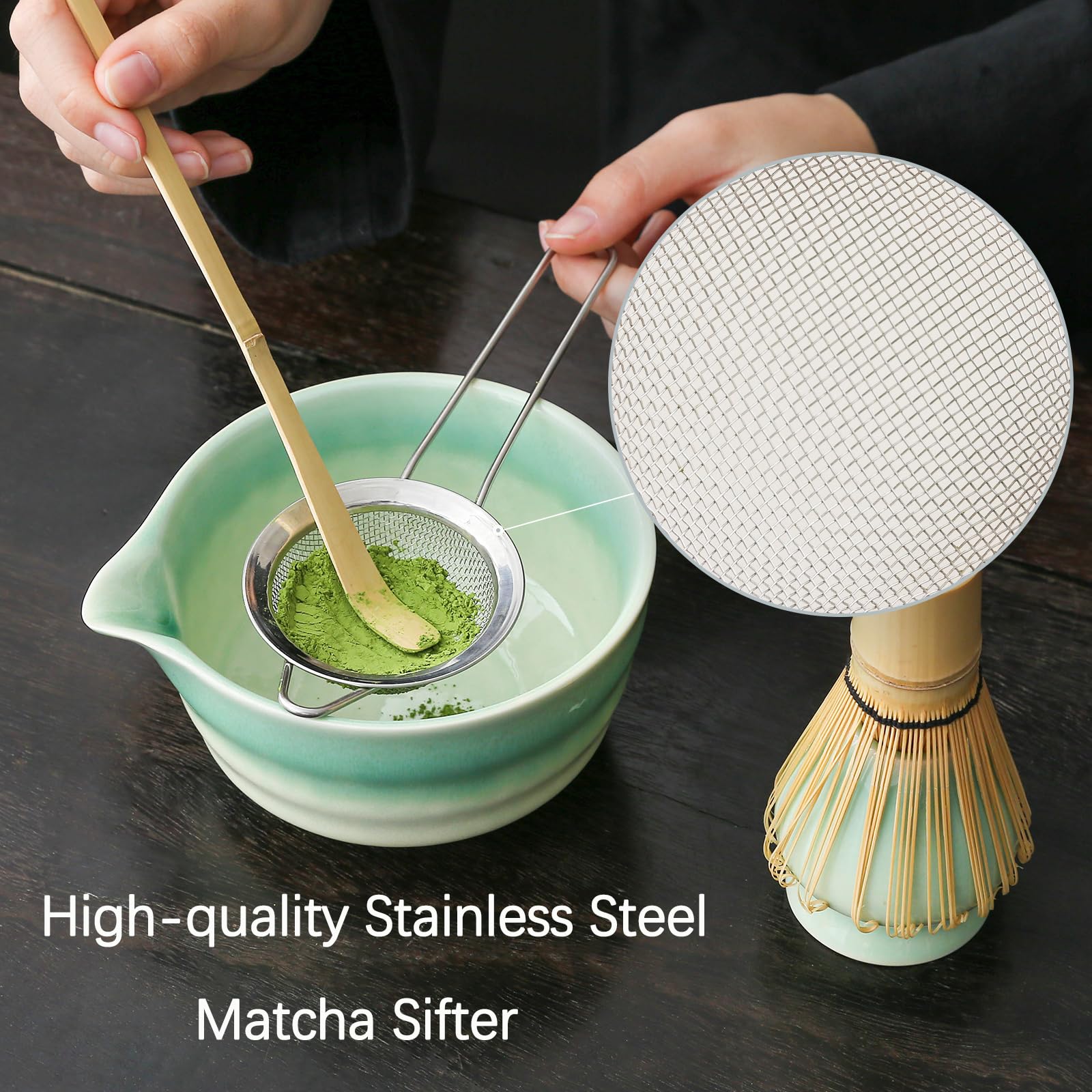 Buucup stainless steel sifter for smooth, lump-free whisking.