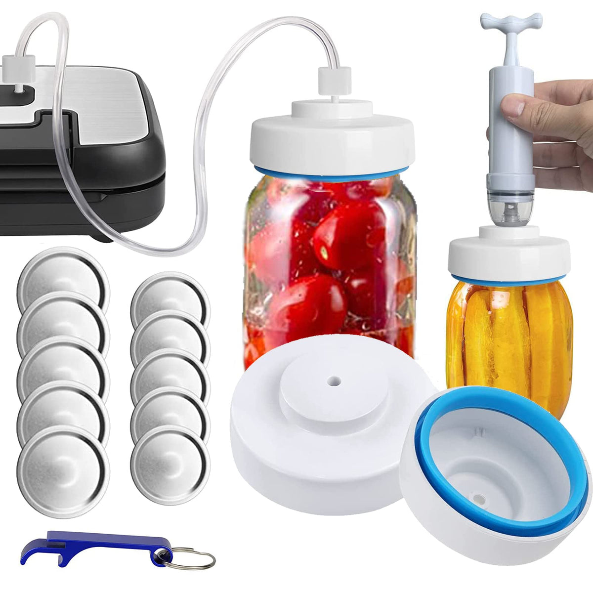 BUVLIVU Mason jar vacuum sealer kit for wide-mouth jars preserves freshness.