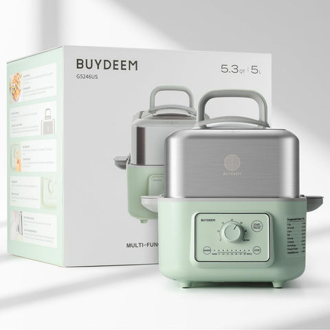 Buydeem G52 steamer with stainless steel tray for durability