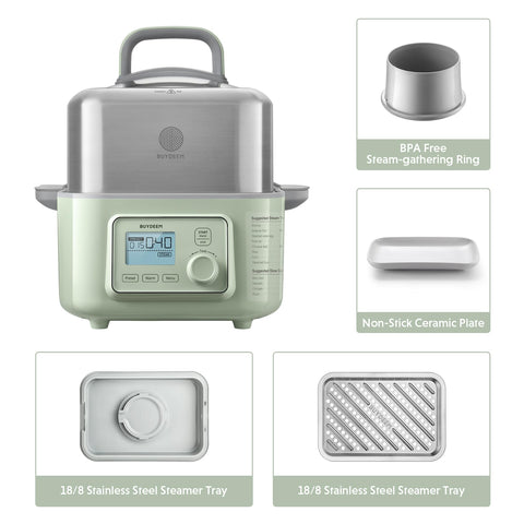 BUYDEEM G553 steamer 18-hour timer helps schedule meals