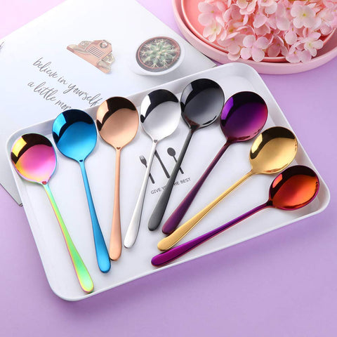 Buyer Star purple spoons offer a polished finish for dining