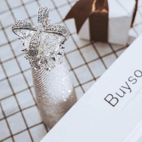 Buyso Bling Water Bottle in silver cap showcasing luxe rhinestones
