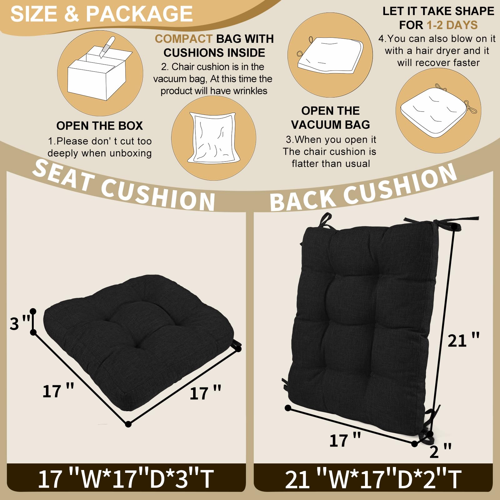 BUYUE back cushion 21.6 by 17 by 2 inches supports posture