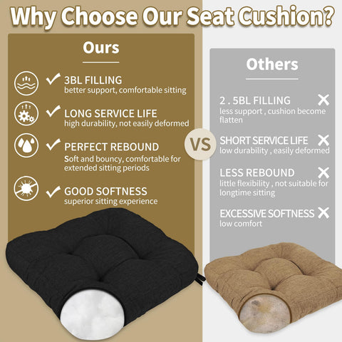 BUYUE cushions with securing ties ensure a snug fit on chairs