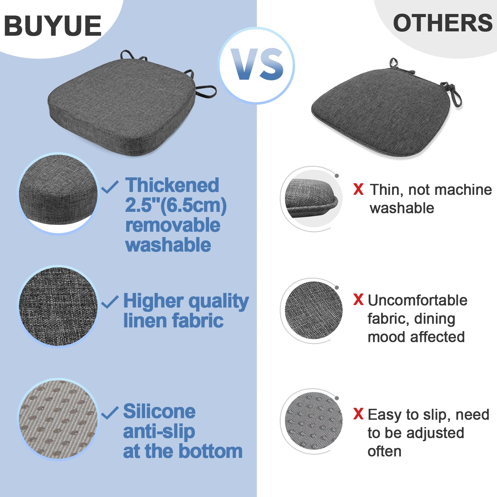 Versatile Buyue chair cushion suitable for dining rooms, homes, and cafes.