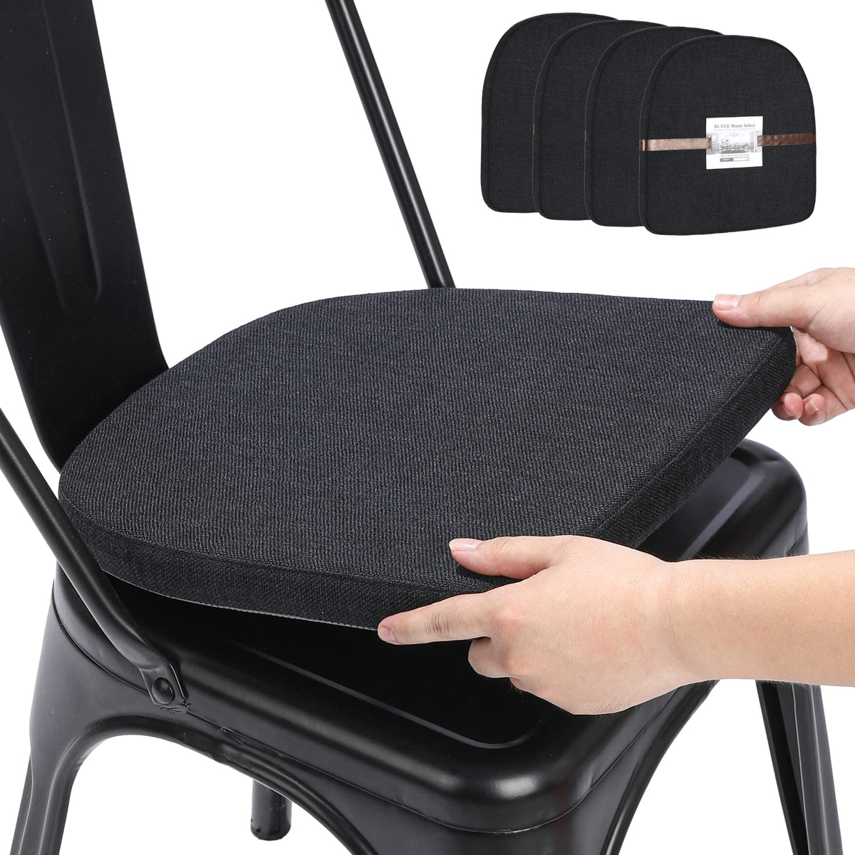 BUYUE magnetic U-shape cushion on metal chair for stable seating.