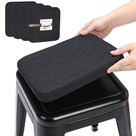BUYUE natural linen magnetic stool cushion square black 4pcs for secure metal and wood seating