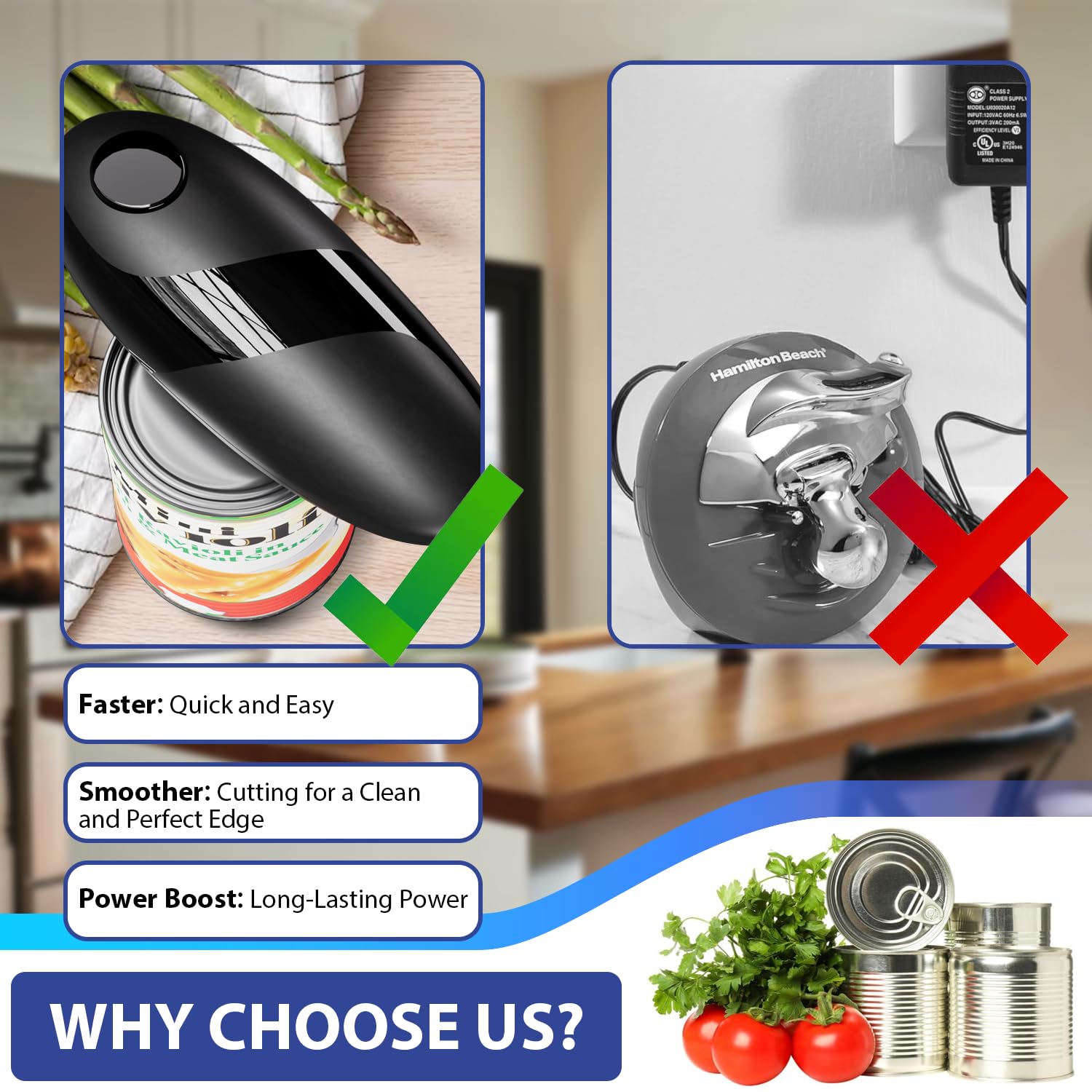 BW Wealthy can opener cuts smoothly for safe, edge-free lids