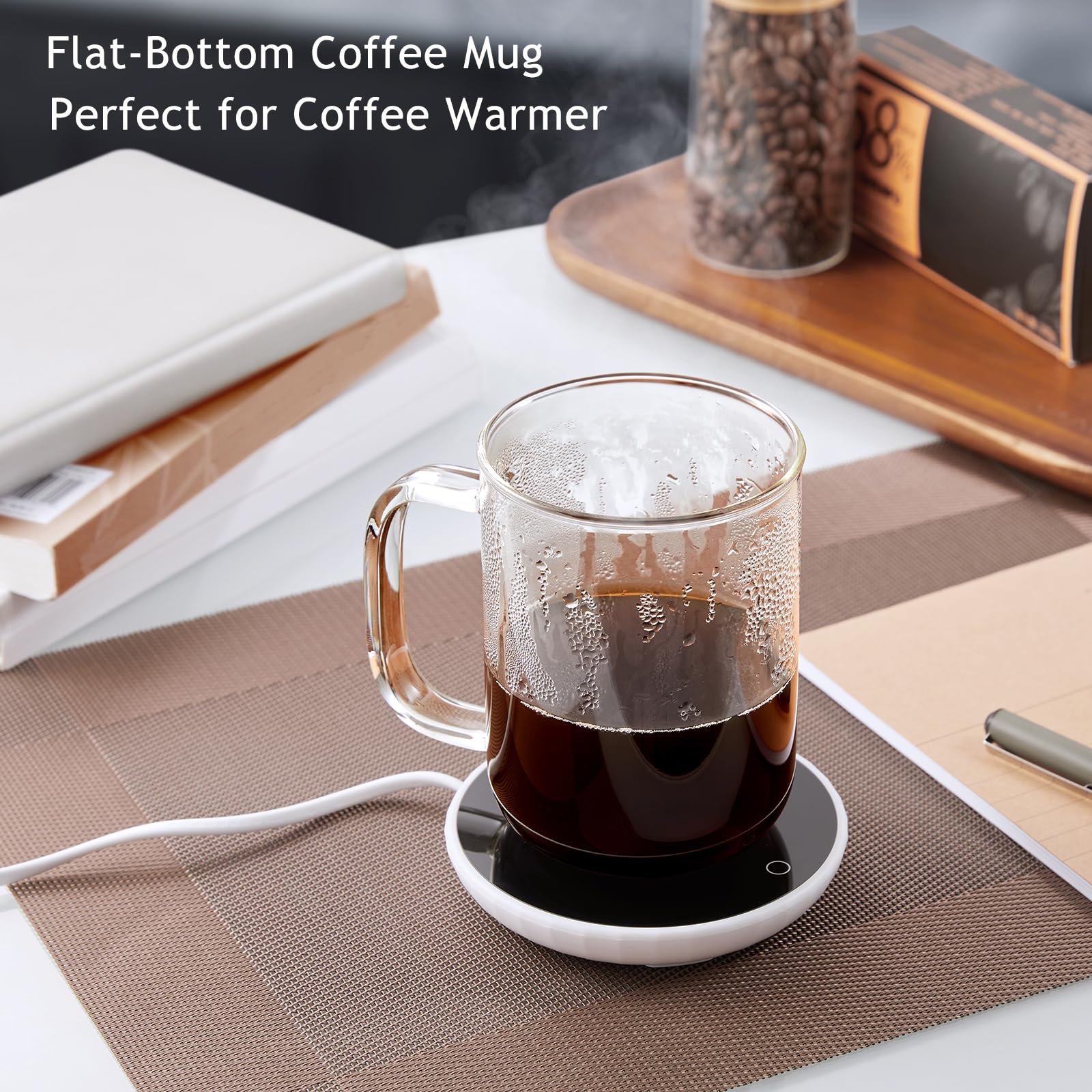 BWODYAY clear borosilicate mug with handle, showcasing tea or coffee clarity