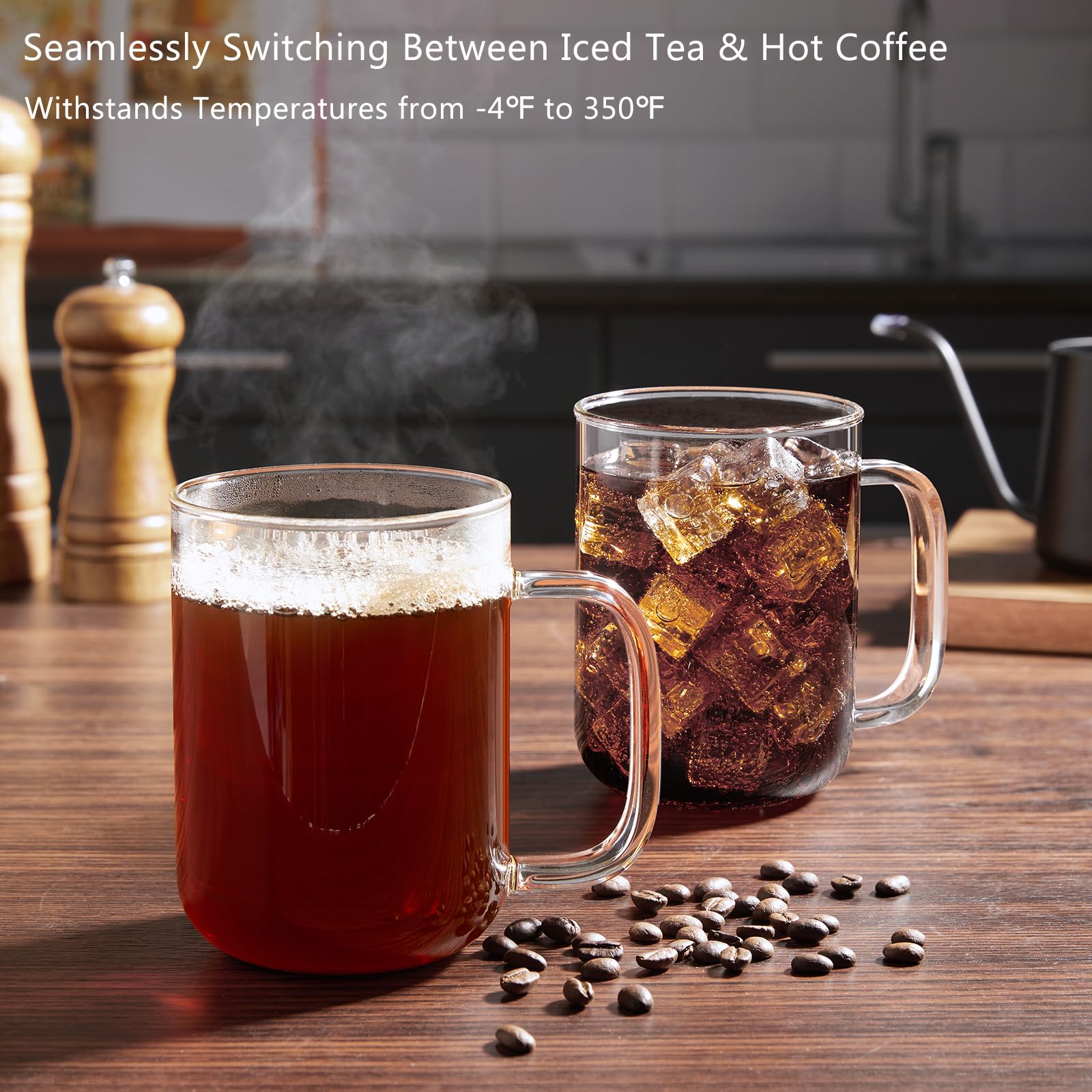 BWODYAY glass mug set uses food-grade glass for daily safe drinking