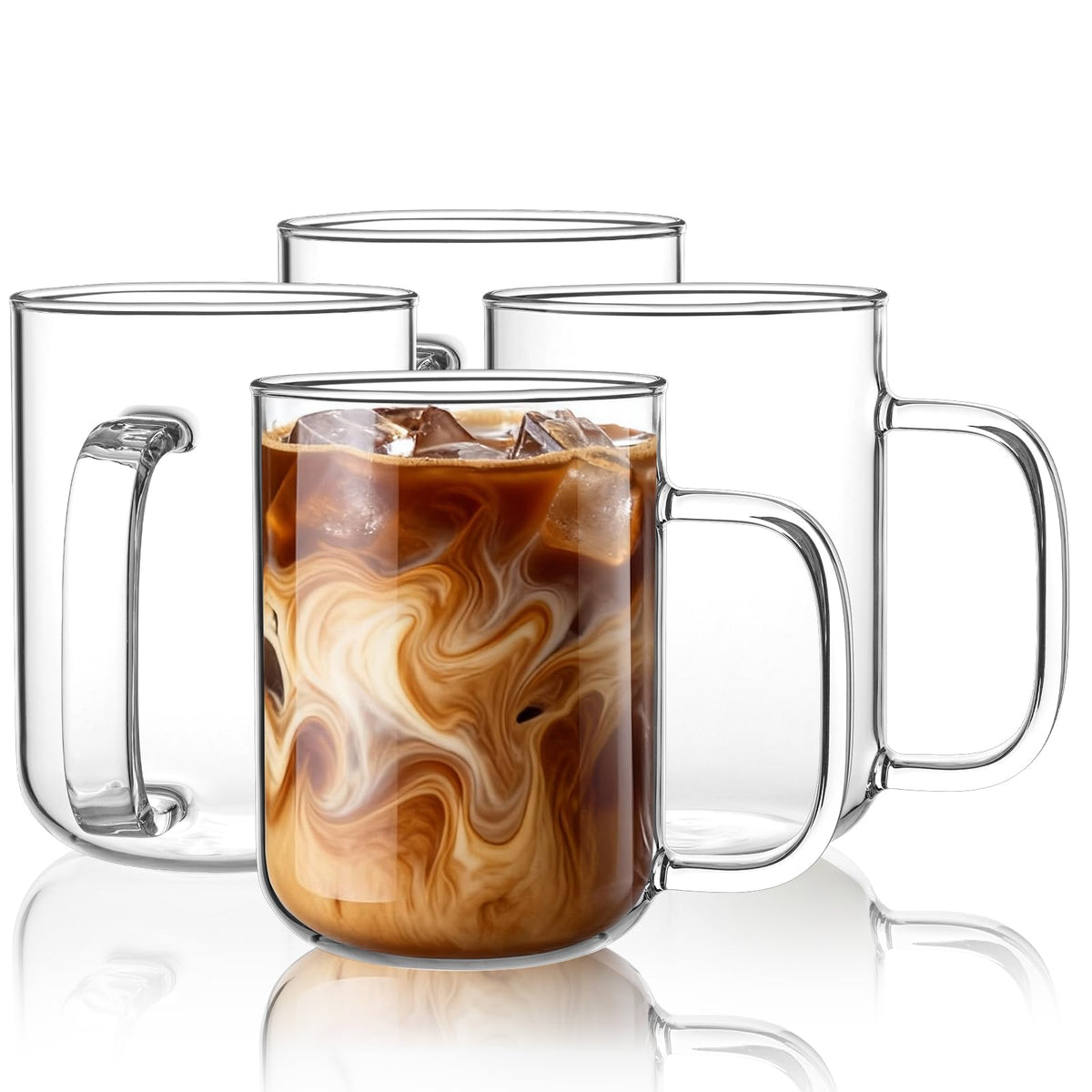 BWODYAY 20 oz glass mug with flat bottom highlights latte art and clarity