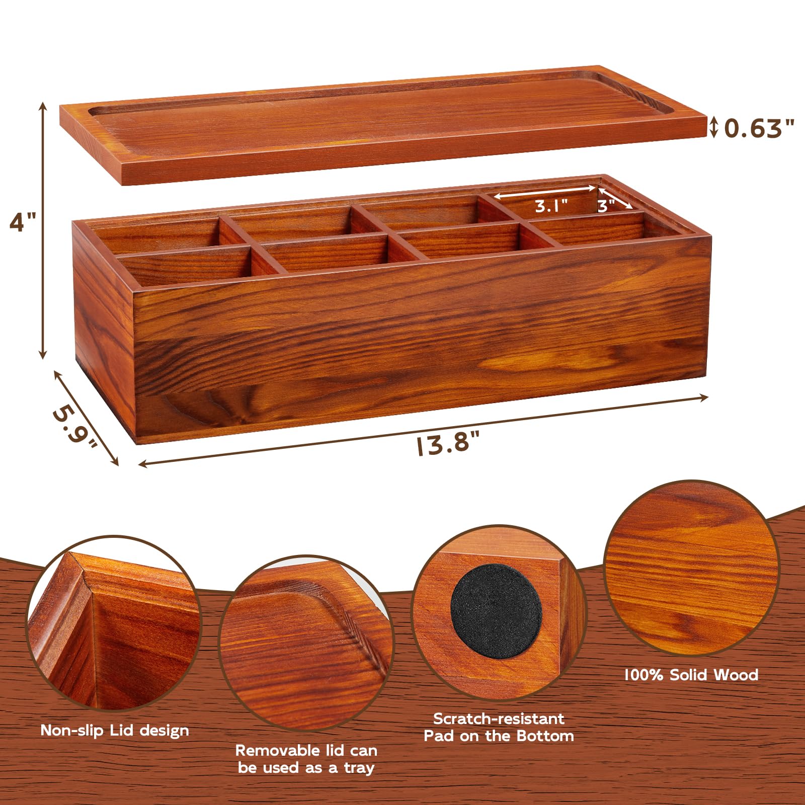 BWODYAY Tea organizer bottom has a non-slip pad protects countertops during use.