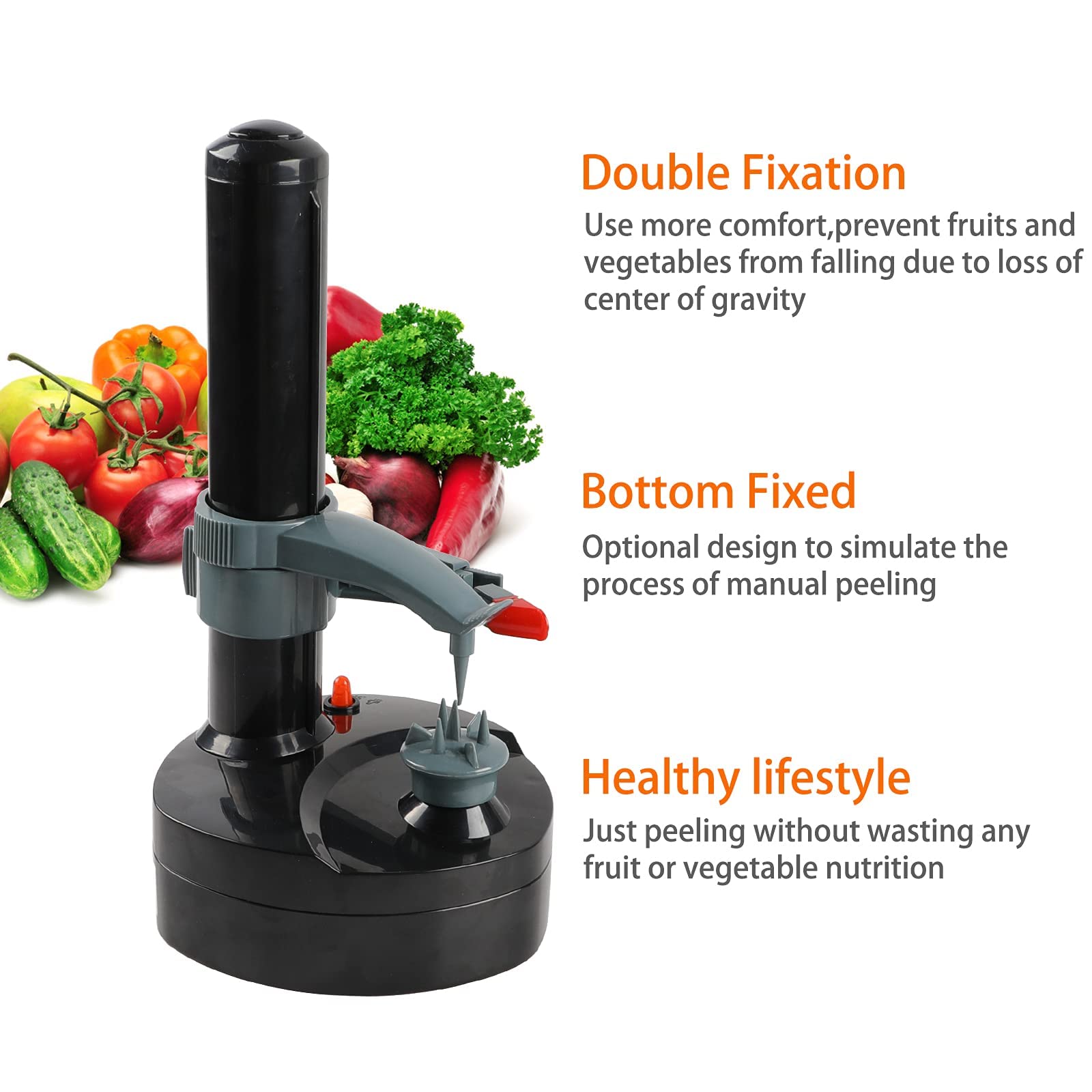 Auto-balancing arm maintains even peeling thickness on Rotato Express.