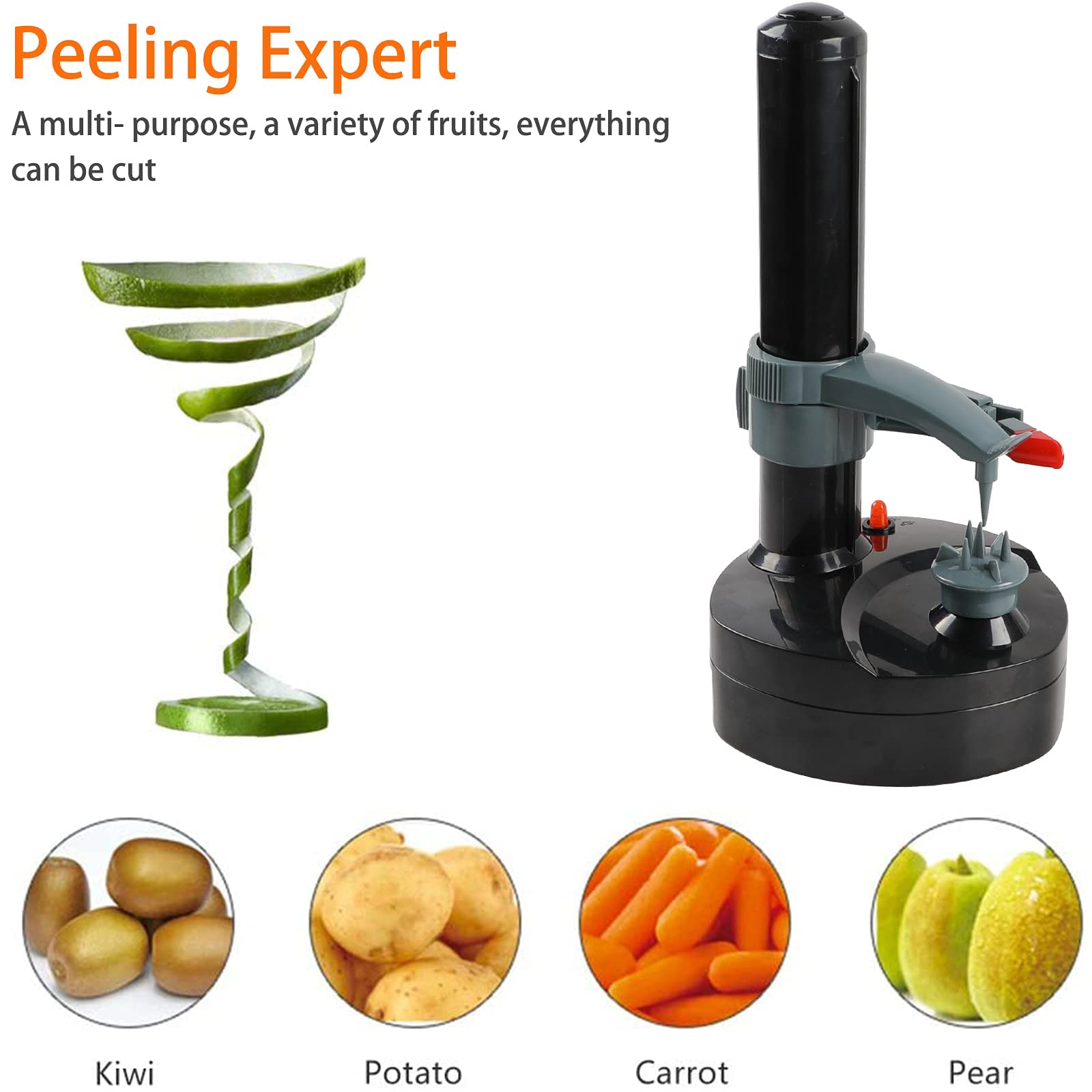 Stainless steel blades deliver fast, clean peeling with Rotato Express.
