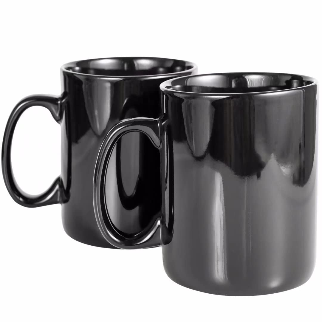 BYCNZB black-gloss ceramic mug close-up showing sturdy glaze and heat retention.