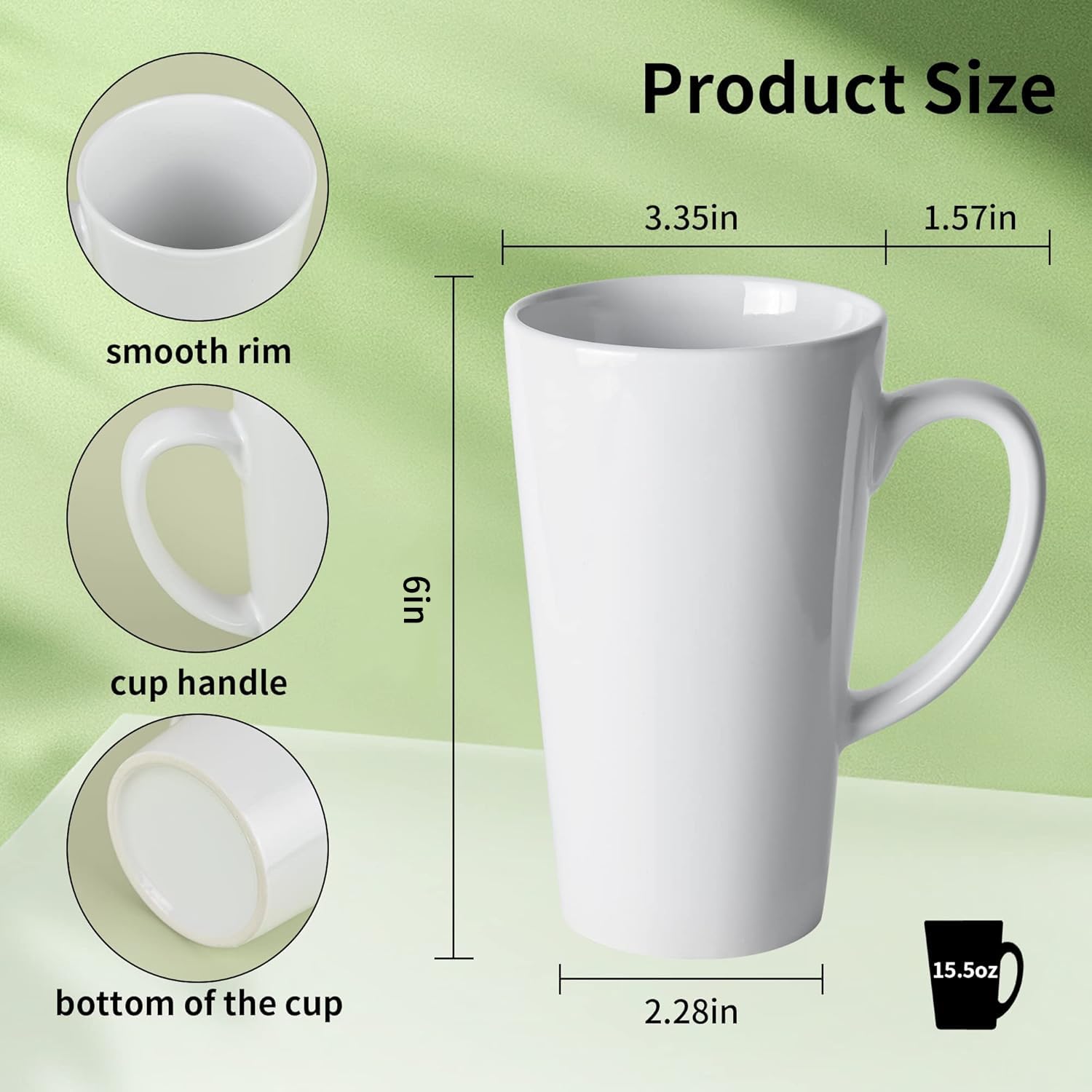 BYCNZB tall mug with handle, side profile, comfortable grip