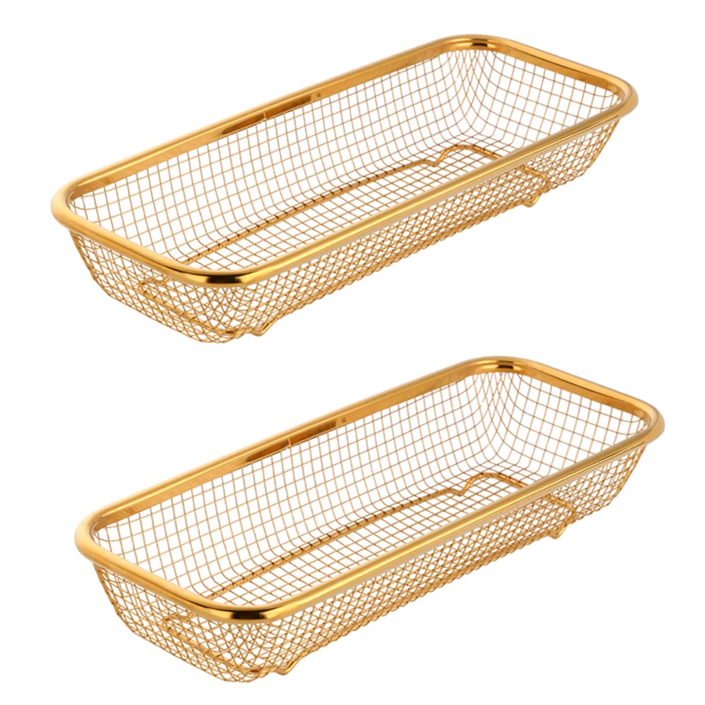 BYEGOU Gold drawer organizer in stackable baskets for clutter-free storage.