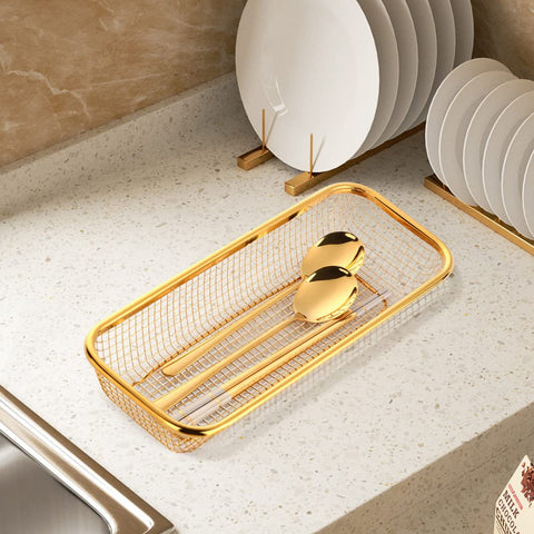 BYEGOU Gold napkins and towels neatly arranged on a table.