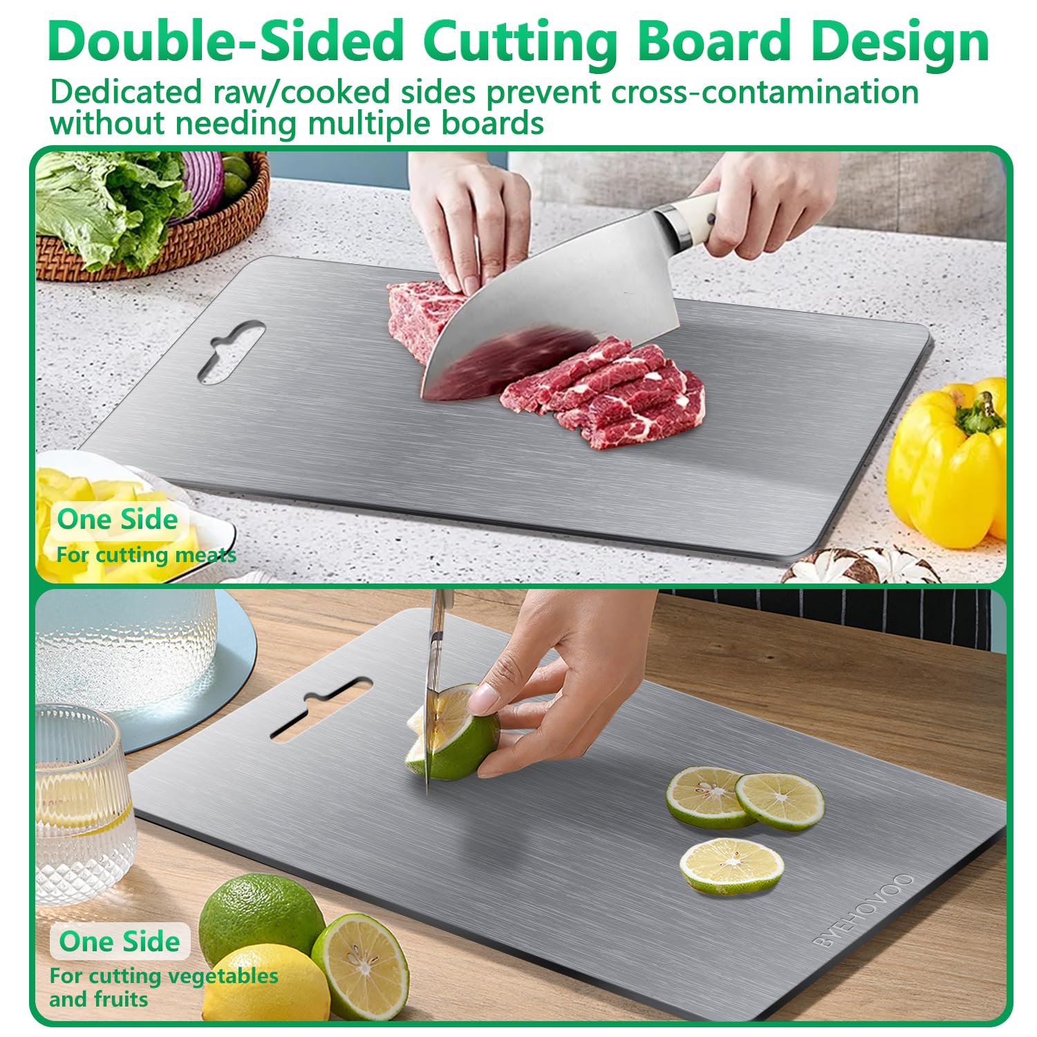 BYEHOVOO dishwasher-safe top rack cleaning of titanium cutting board