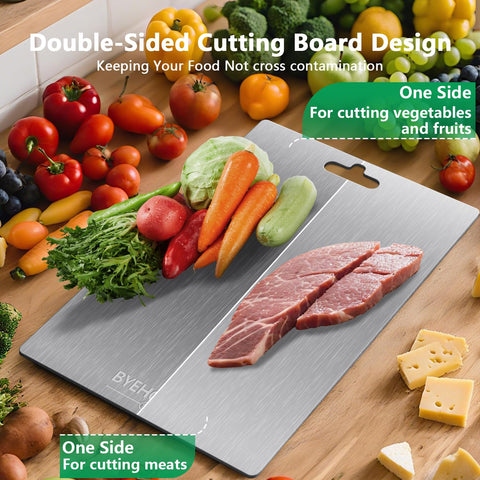 BYEHOVOO titanium cutting board dishwasher-safe for quick, hygienic cleaning.