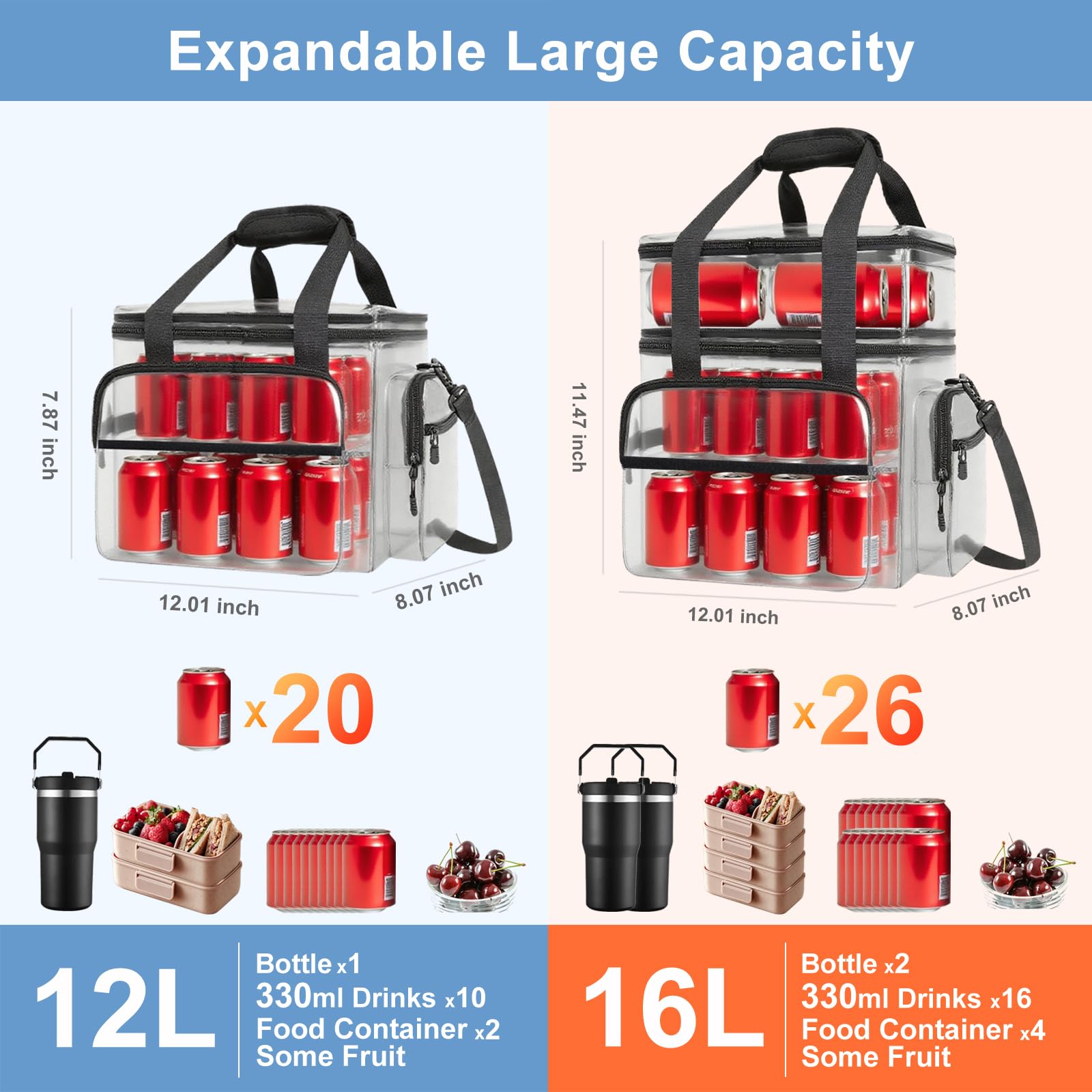 BYELTCUCN 16L lunch bag back view highlights rugged exterior for everyday use.
