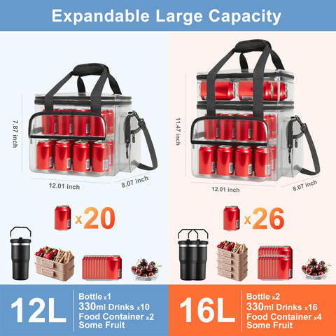BYELTCUCN 16L lunch bag back view highlights rugged exterior for everyday use.