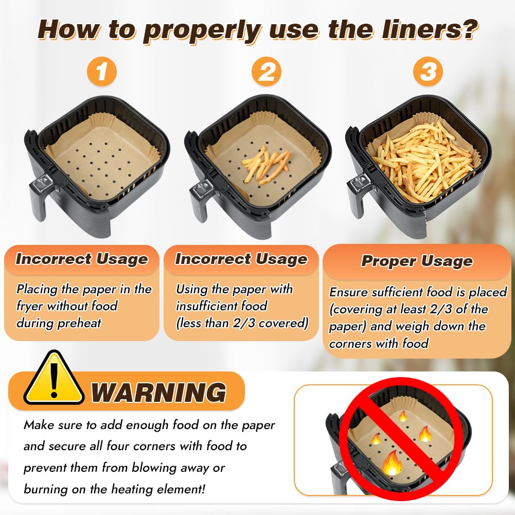 BYKITCHEN 9-inch liners fit 5-8 qt fryers for easy prep