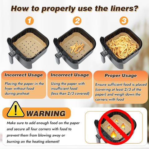 BYKITCHEN 9-inch liners fit 5-8 qt fryers for easy prep