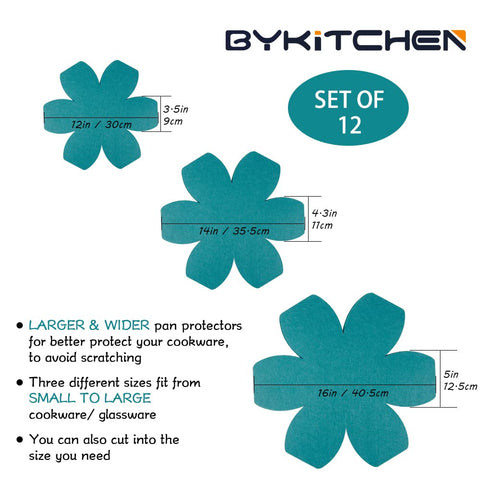BYKITCHEN three-size separators fit small to large cookware for versatile use.