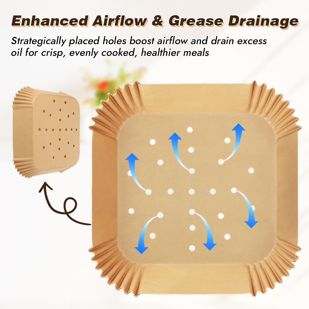 BYKITCHEN perforated liners compatible with COSORI 5-Qt/6-Qt promote even browning