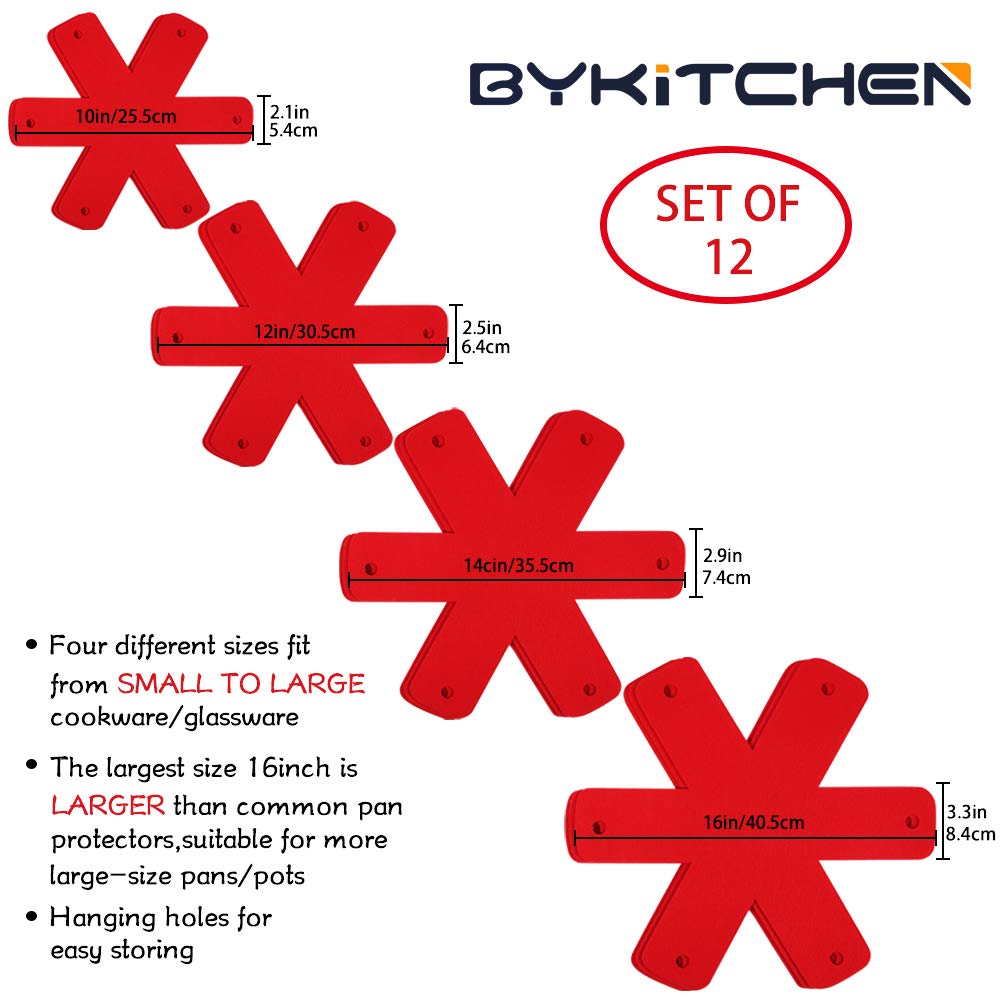 BYKITCHEN pot protector pad 14inch guards large cookware during storage
